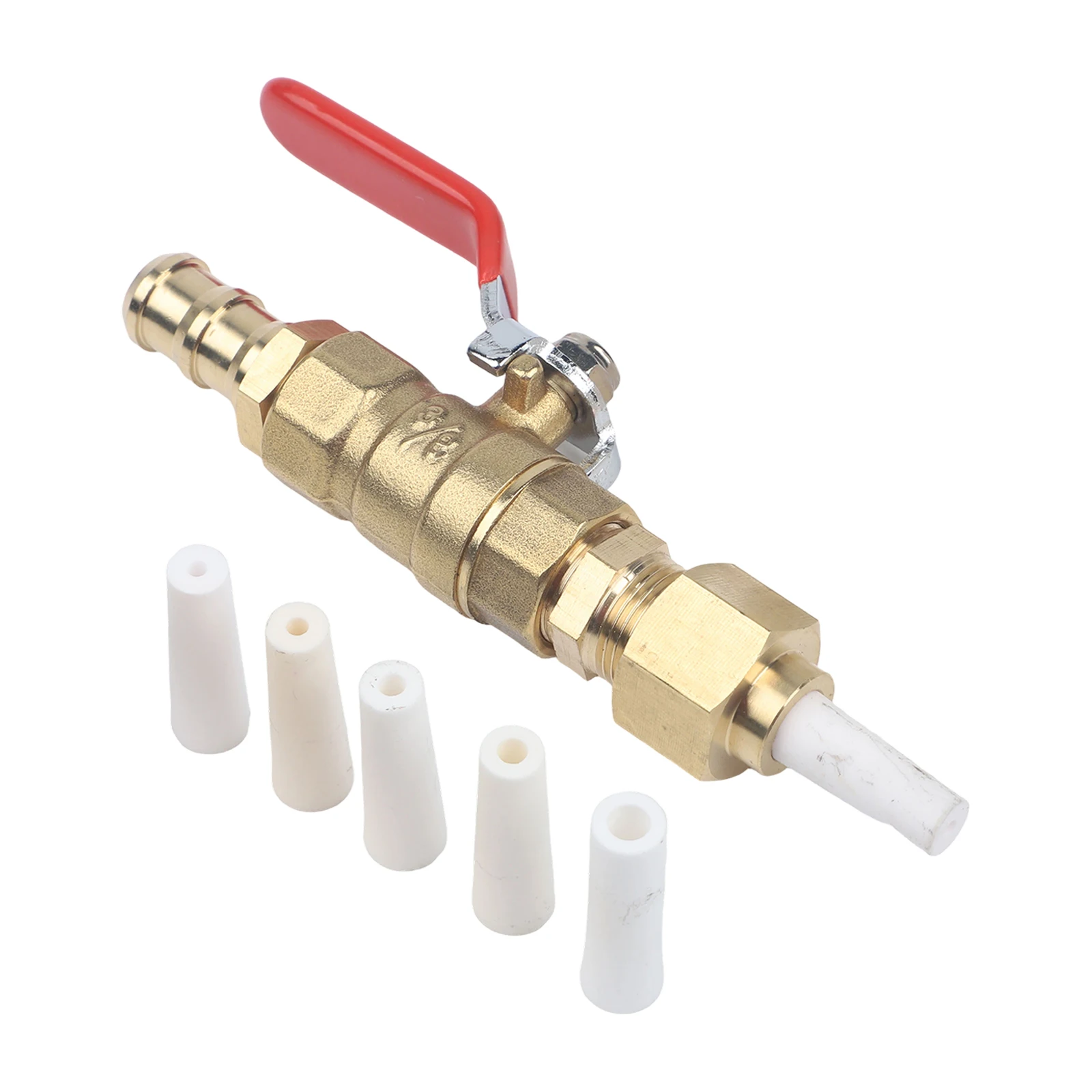 Brass Ball Valve Sandblasting Kit With 5 Ceramic Nozzles For Automotive Rust Removal And S*urface Cleaning Tool Accessory