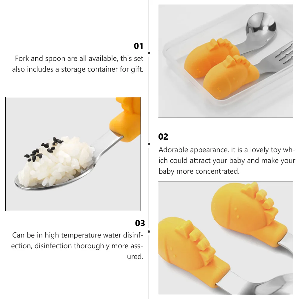 

1Set Baby Spoons Forks Lovely Essentials Sturdy Antirust Longlasting Feeding Set Water Safe