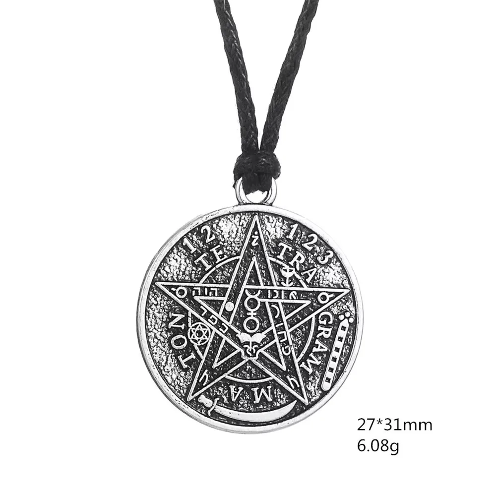 Skyrim Tetragrammaton Pentagram Wicca Pendant Necklace Men\'s Fashion Retro Talisman Birthday Gift Jewelry Gift