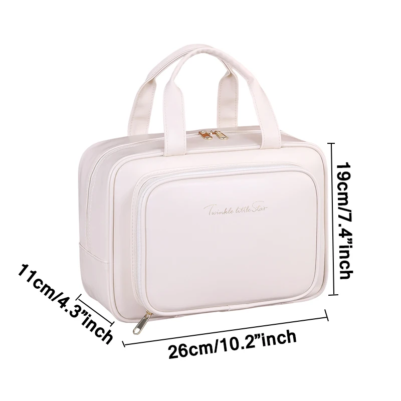 Große Kosmetiktasche aus PU-Leder, tragbarer Make-up-Organizer, geeignet für Reisen und den täglichen Gebrauch, zur Aufbewahrung von Kosmetikartikeln und Toilettenartikeln. – Detail 1