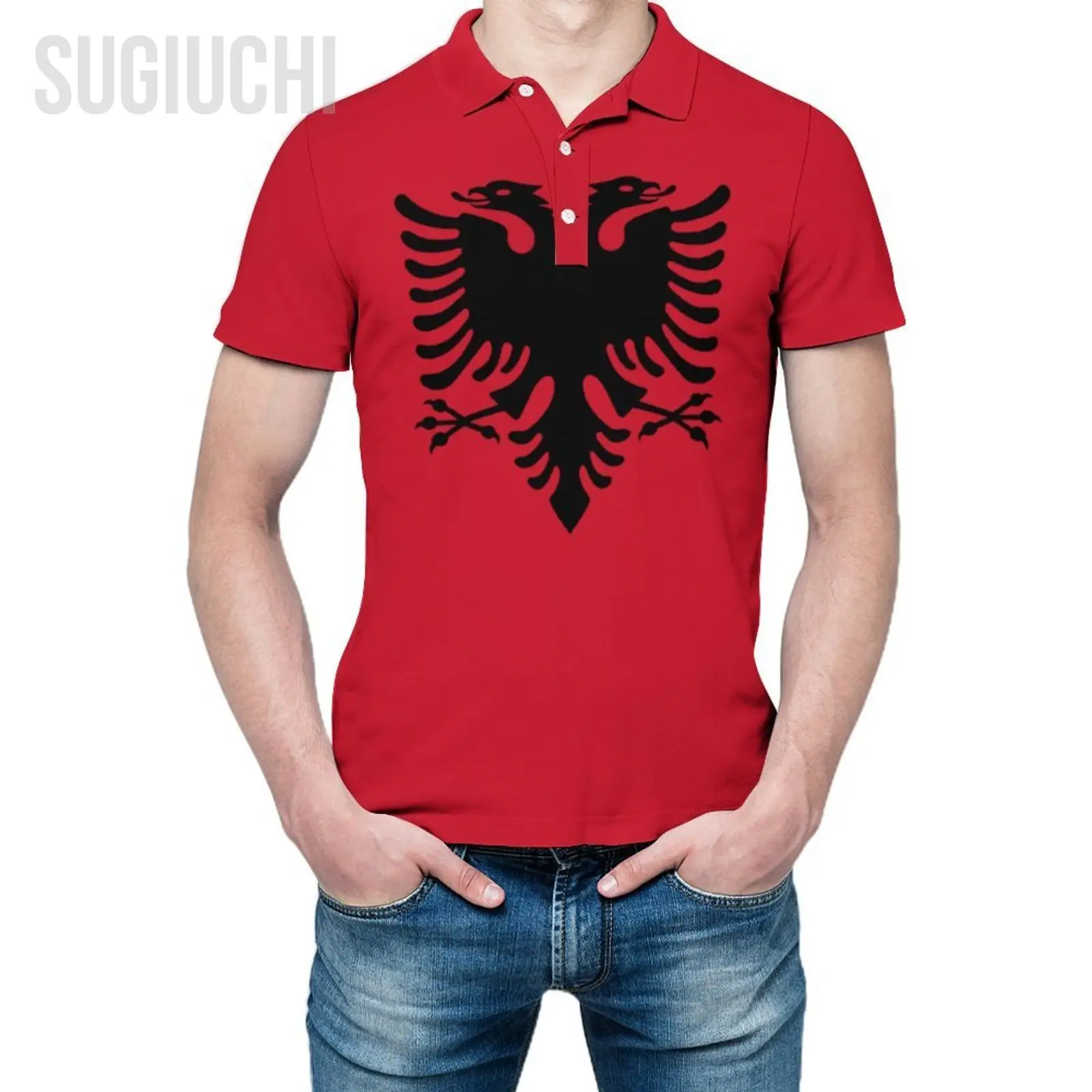 Unisex Polo Shirt Albania Flag Albanian 3D Print Man Polo Fashion Clothing Tracksuits Short Sleeves