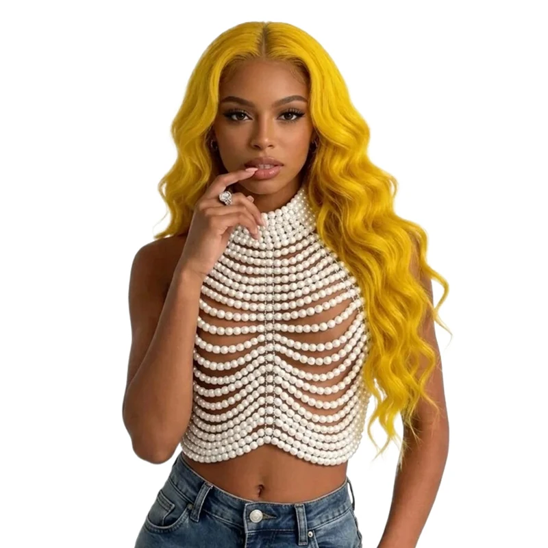 Handgefertigtes Perlen-Halter-Top für Damen - Rückenfreies Perlen-Crop-Top für Party, Hochzeit, Abendveranstaltungen, Festivals, Strand und Streetwear – Detail 5