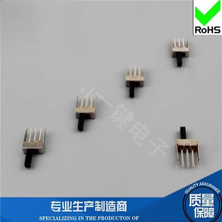50Pcs/Lot Long Foot Power Switch 1P2T Toggle Switch 3-pin 2-gear Handle Height 5/10H in-line Sliding Switch with Fixed Foot 14mm