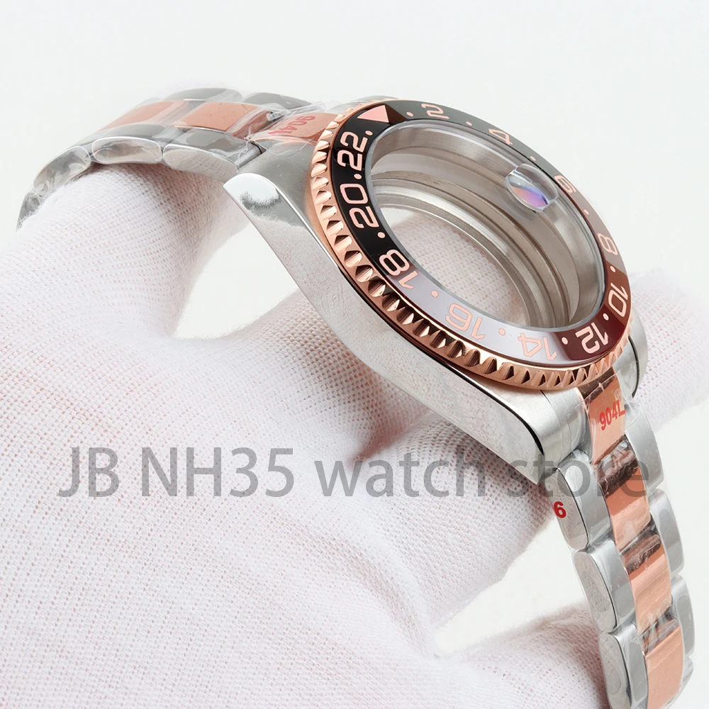10ATM Diving Case Rose Gold 40MM For Seiko NH34 NH35 NH36 Movement GMT SUB YACHT-MASTER Watch Case Oyster Bracelet Slide Buckle