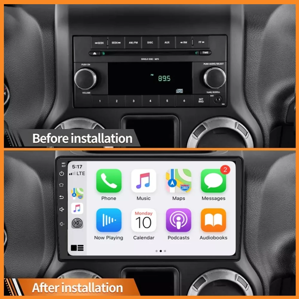 Für Jeep Wrangler 2007-2016 Apple Carplay Android Auto 10