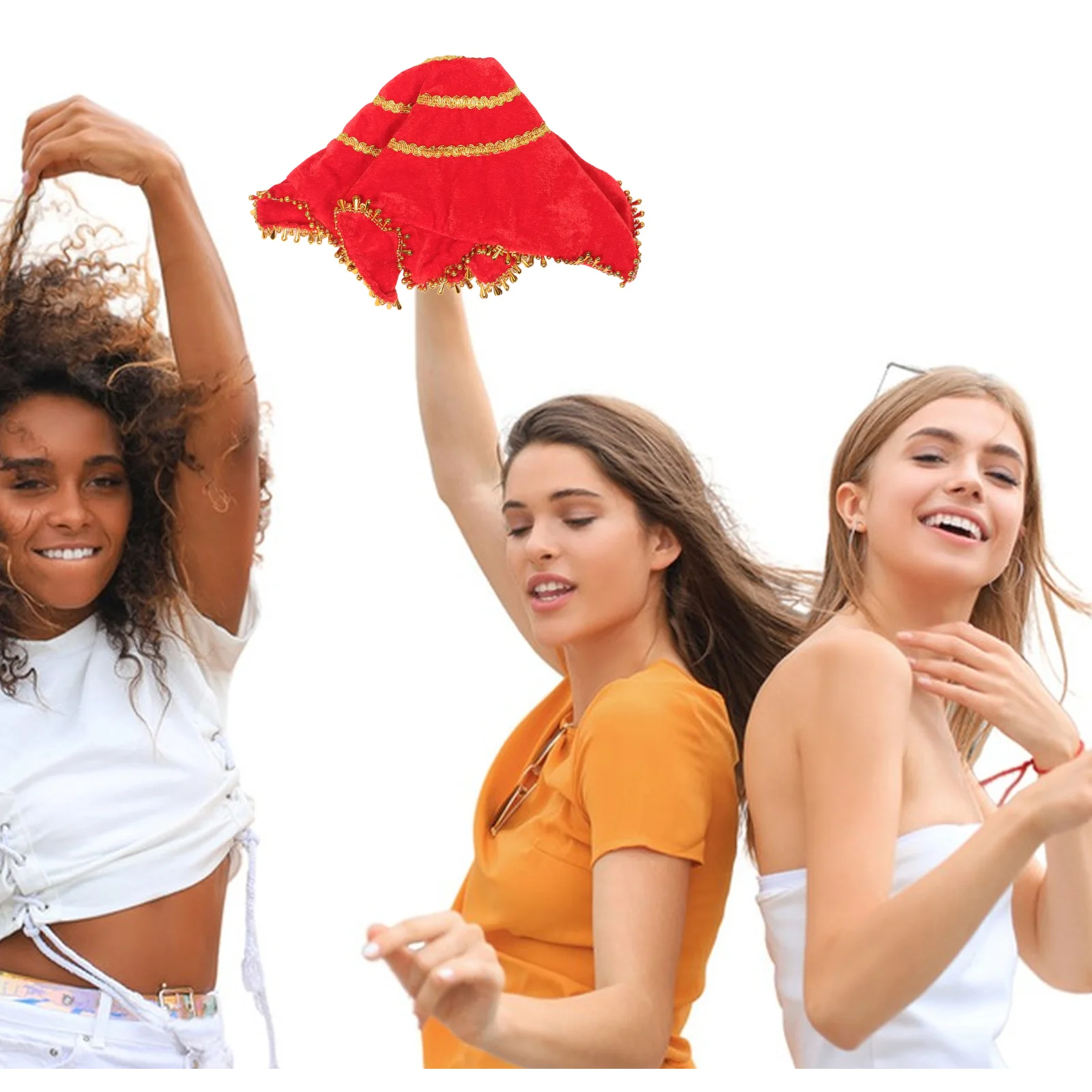 

Octagonal Towel Dance Handkerchief Man Golden Velvet Colored Bandanas for Women