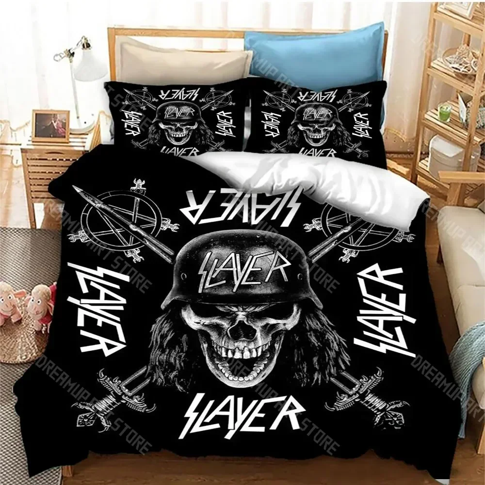 Exquisite 3D Print Slayer Rock Band Fashion Bedding Set Duvet Cover Bed Set Quilt Cover Pillowcase Comforter King Queen Size Boy