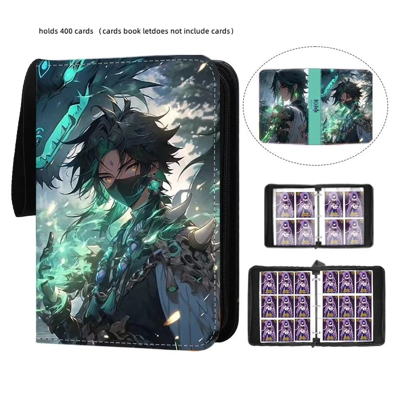 400-900pcs Anime Genshin Impact Compartments Yae Miko Raiden Shogun Game Zipper Binder Collection Card Book Toy Birthday Gift