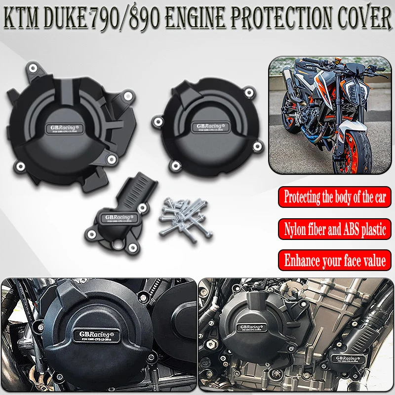 

890R 2023 Motorcycle Engine Protection Cover For 790 DUKE & 790R 2018 2019 2020-2022 2023 Engine Covers Set Carbon Fiber Texture