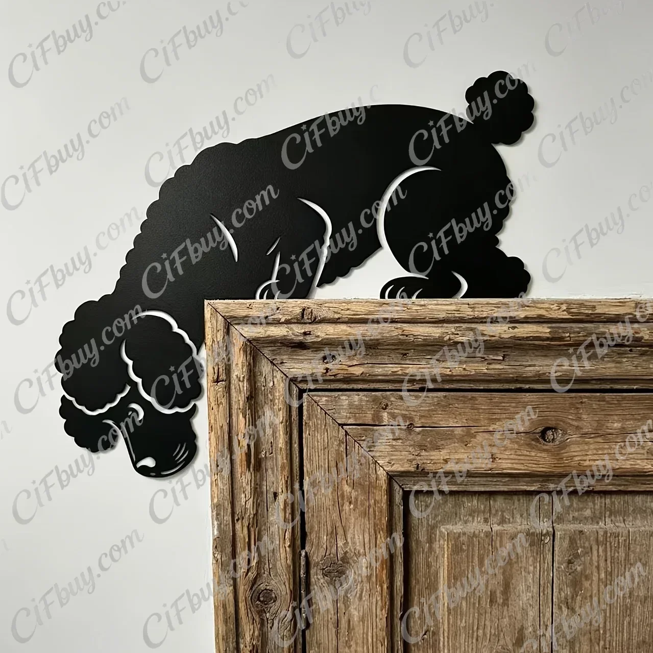 CIFBUY Poodle Metal Wall Art Iron Curious Dog Silhouette Rust Proof Waterproof For Indoor Outdoor Home Living Room Bedroom Decor