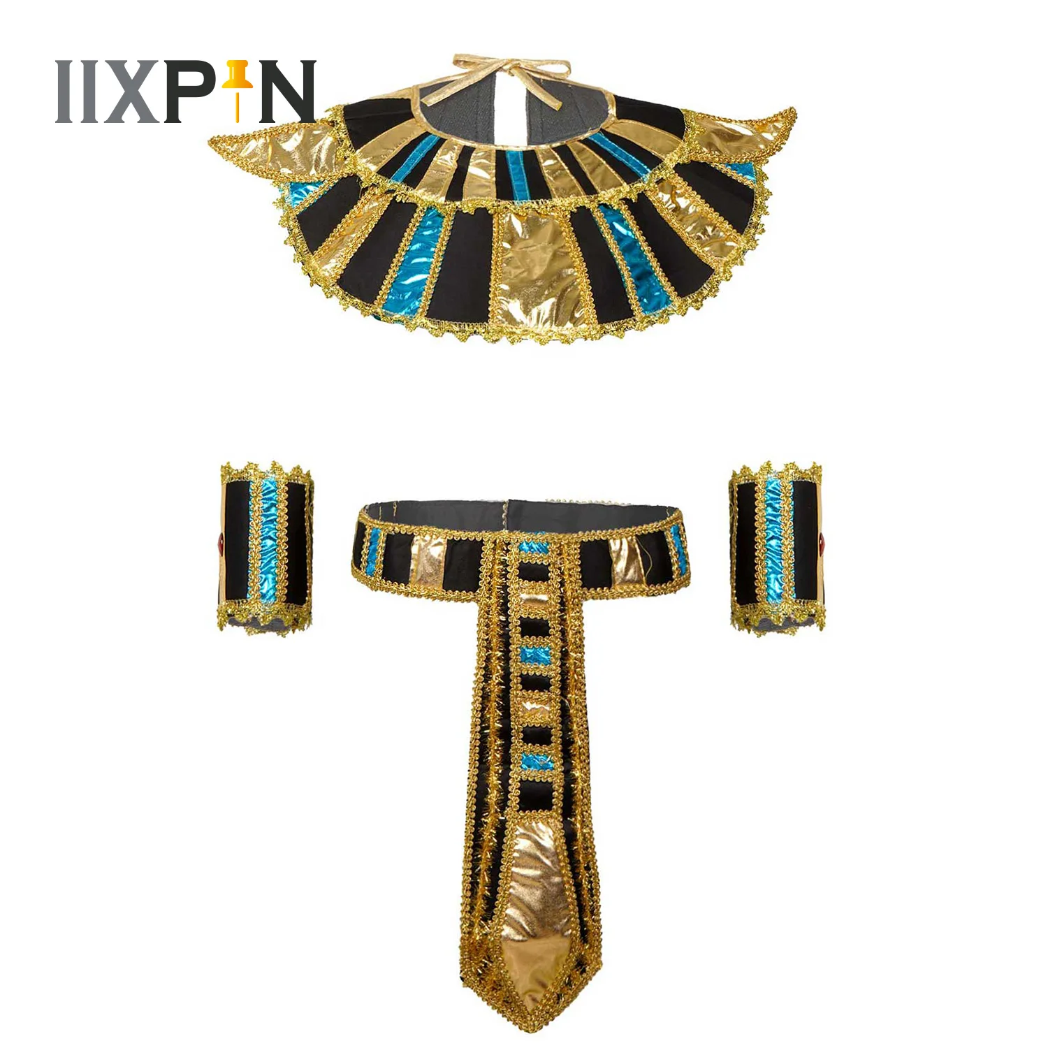 

Egyptian Pharaoh Priest Costume Accessories Adult Cleopatra Queen Belt Collar Cane Hat Set Women Men Cosplay Egypt King Clothing