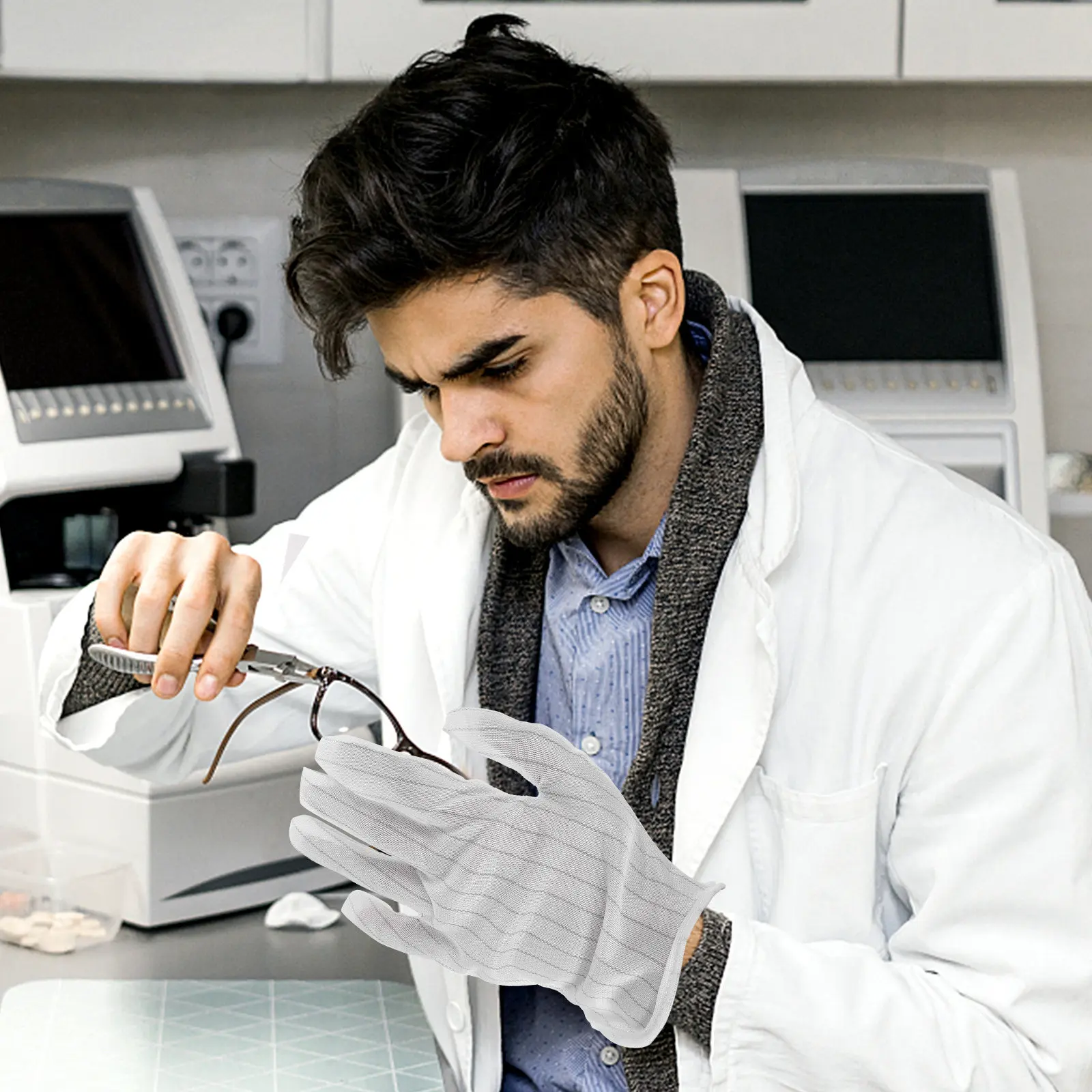 

10 пар удобных дышащих антистатических перчаток без пыли для защиты рук, рабочие перчатки для ювелирных магазинов