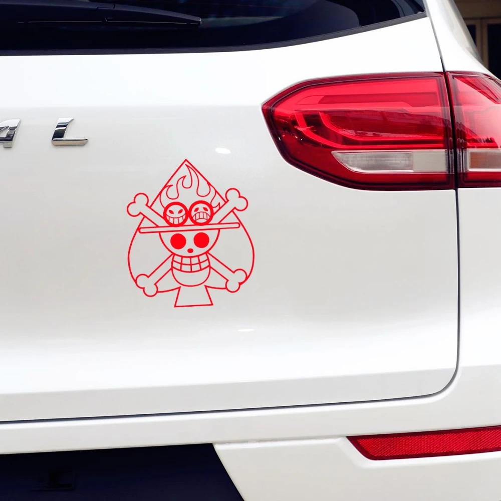 Car Stickers Portgas D Ace Spade Pirates One Piece Anime Reflective Decals For Fuel Tank Cap Cover Windshield Trunk Motorcycles view 4