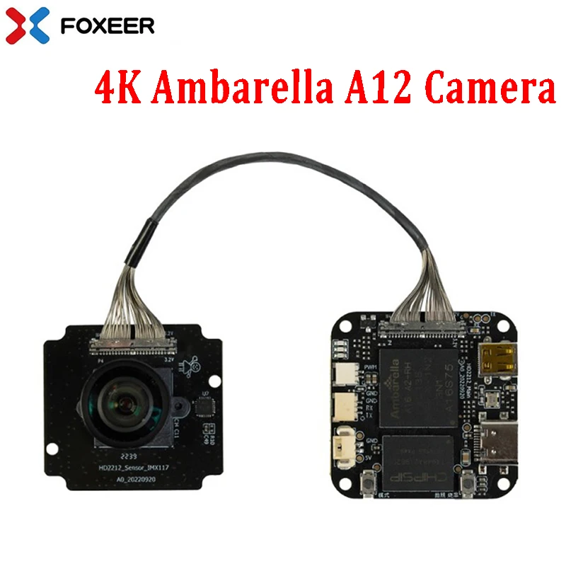 Foxeer 4K Ambarella A12 Camera UAV PWM Remote Control WiFi Distortionless Lens TV Out Micro HDMI Herelink 4K Action Camera FPV