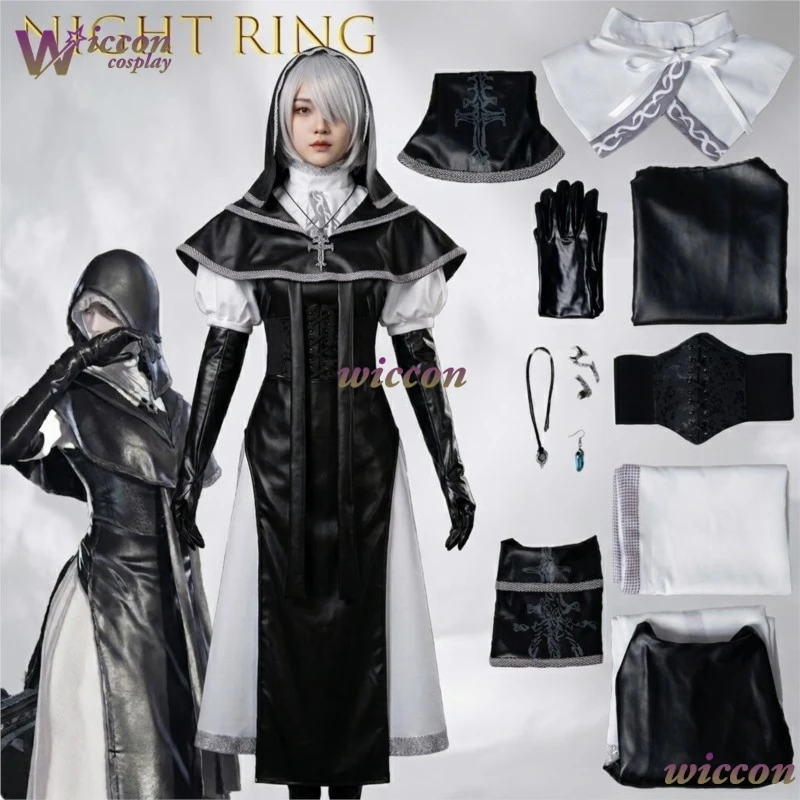 Traje completo de cosplay de Night Gravekeeper Servant: Túnica larga negra, máscara de hueso, guadaña oxidada, capa fluida, para convenciones de anime y fiestas.