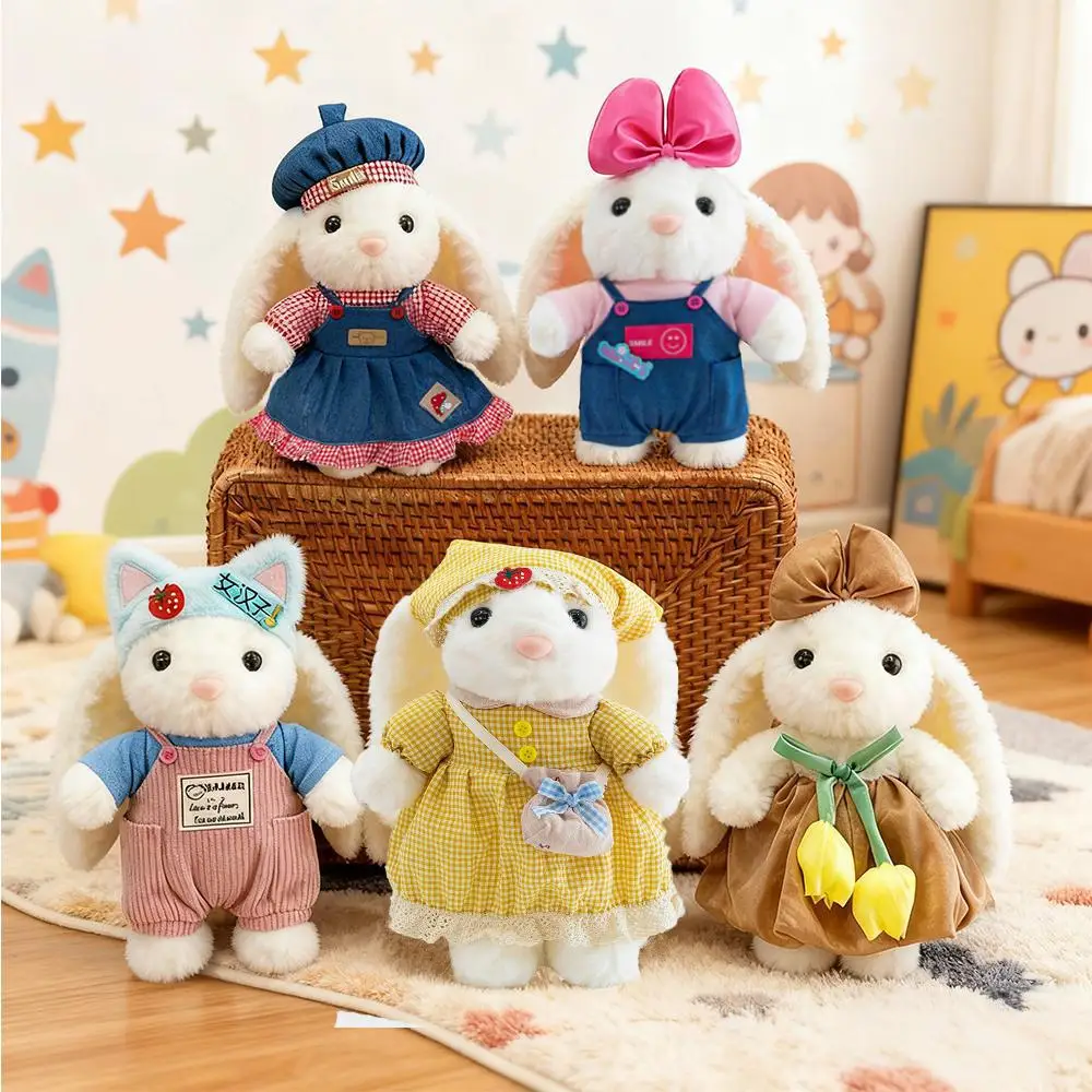 

Плюшевая одежда с кроликом, несколько нарядов, одежда для мальчиков и девочек, детская спальня, домашний декор, милая мягкая кукла, кавайный подарок