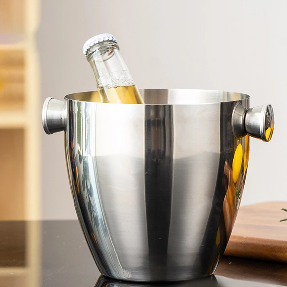 Ice Bucket With Handles Double Walled Cooler Convenient To Carry Easy Portability Hygienic Ice Retrieval Long-lasting Insulation