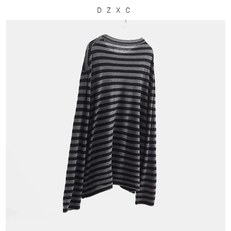 Classic Striped Long Sleeve T-Shirt Casual Versatile Knitted Pullover Top for Women 2026 Spring New Style