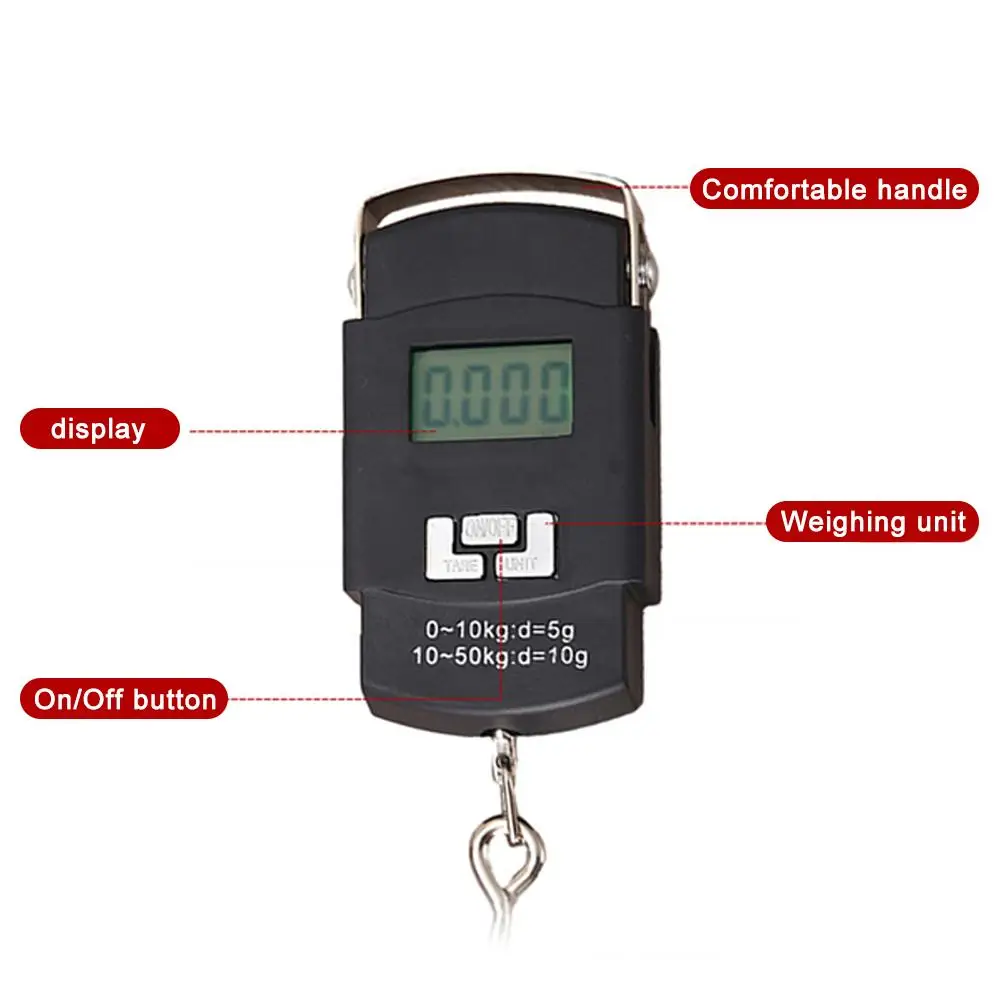 50kg Handheld Electronic Scale Portable High Precision Home Mini Spring Express Pocket Electronic Scale Outdoor Fishing Gear