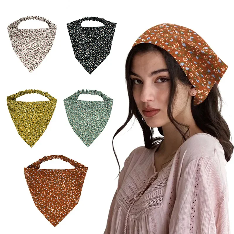 

Bohemia Elastic Headands Triangle Headscarf Floral Print Head Wrap Scarf Bandana for Women Girls Headwear Hair Style Accessories