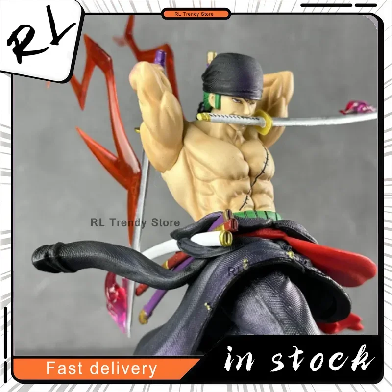 One Piece Roronoa Zoro 28CM Action Figure Stile a tre spazole Doppia testa Scambiabile Animazione Statua Giocattolo da collezione Regalo