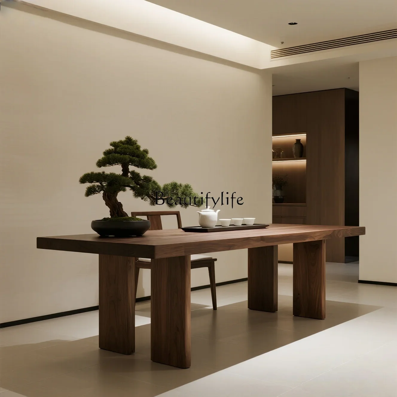 

LXNew Chinese walnut ash wood tea table simple office hotel homestay furnitureSSS