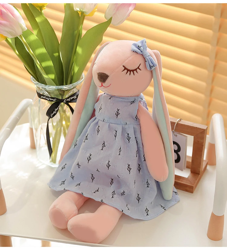 35 cm große Oster-Babyhasenfigur, rosa und blau, An'an Rabbit, beruhigende Geschenkpuppe für Kinder, Plüschtier mit superweichem Fell. – Detail 26