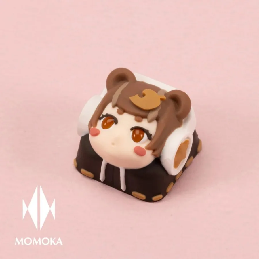 Momoka ตุ๊กตาร็อคเรซิ่น keycaps ที่ทำด้วยมือชุดแป้นพิมพ์เครื่องมืออุปกรณ์อะไหล่ทดแทนการ์ตูนน่ารัก DIY