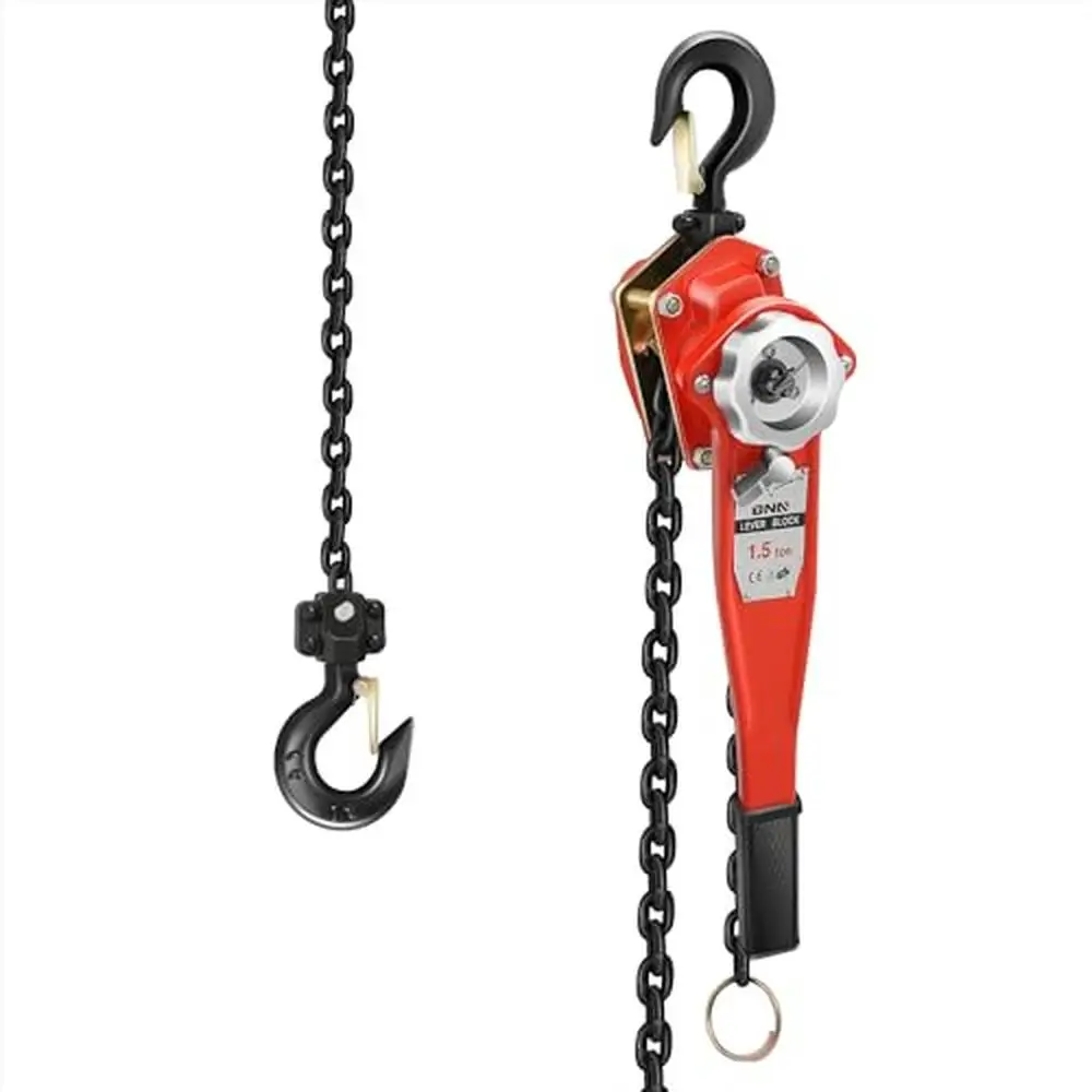 Heavy Duty 2T/4400lbs Lever Chain Hoist 5ft Alloy Steel G80 Ratchet Hook Garages Warehouse Shipbuilding Construction