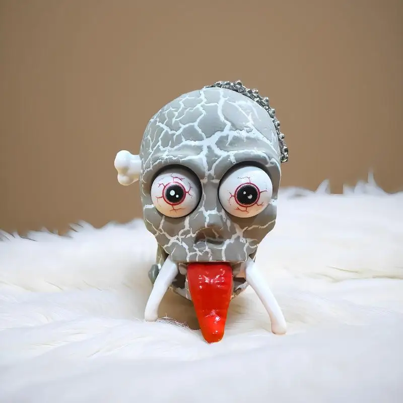 الإبداعية المشي الجمجمة اللعب مضحك حقيبة سلسلة مفاتيح قلادة الأطفال البلاستيك الجمجمة المزحة اللعب هدايا خدعة الهالوين #6