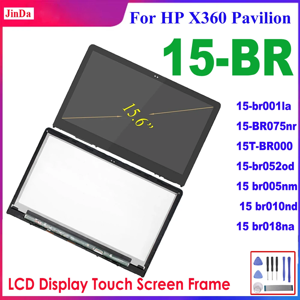 Pantalla LCD de 15.6 Pulgadas para HP X360 Pavilion Serie 15-BR, 15T-BR000, 15 BR, Pantalla Táctil con Marco, Repuesto de Pantalla LCD para HP 15-BR