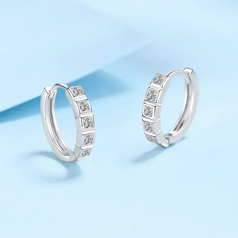 

Полукруглые квадратные серьги-кольца с муассанитом и бриллиантами 0,8 карата для женщин, красивые платиновые серьги PT950, ювелирные украшения для свадебной вечеринки