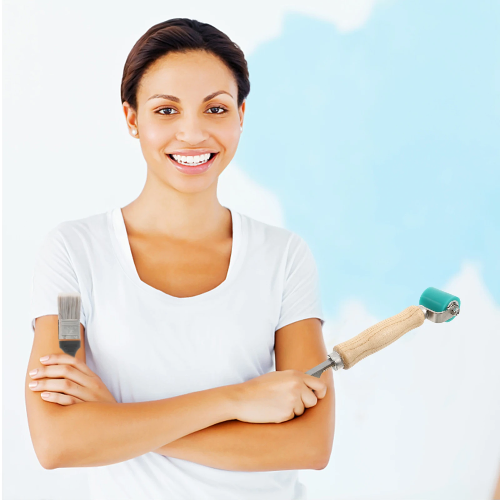 

Silicone Seam Roller Dualhead Brass Detail Portable Smoothing Tool for Wallpaper Roofing Tape Welding Seam Smoother Handheld