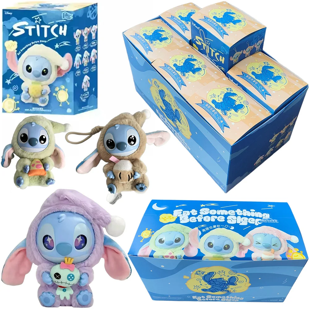 

Disney New Stitch Eat Some Thing Before Sleep Series Виниловая слепая коробка Сумка Подвеска Милая плюшевая кукла Mystery Box Игрушка-сюрприз Подарки