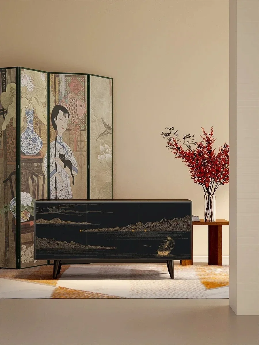 New Chinese-style living room storage multi-layer sundries storage cabinet minimalist light luxury high-end cabinet