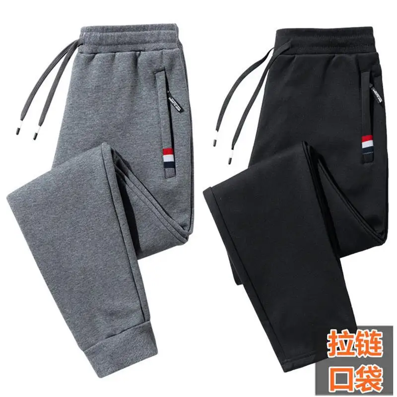 2025 Men's wear-resistant, sports and leisure loose, velvet elastic waist thermal pants