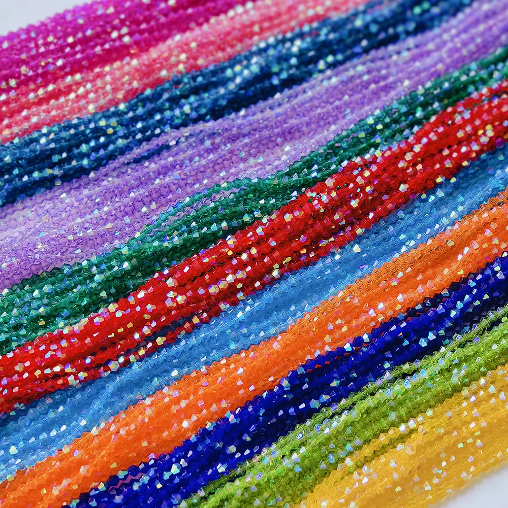4mm Glass Crystal AB Bicone Loose Beads Roasted Color DIY Handmade Bracelet Earring Fashion Jewelry Making Clothing Accessories