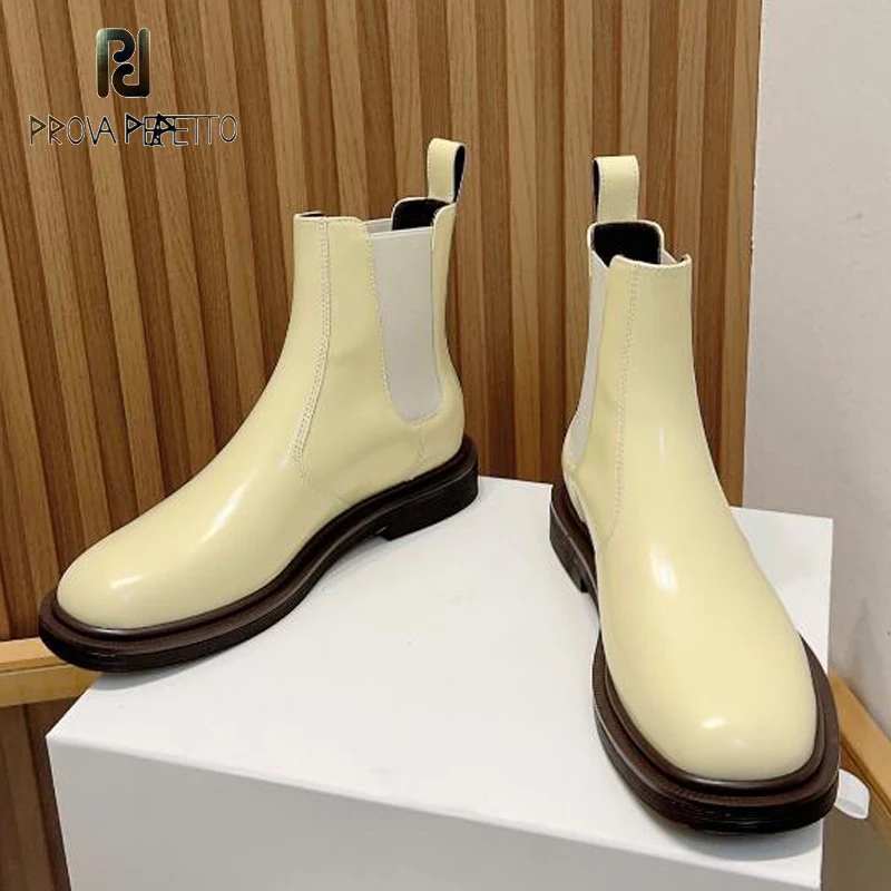 

Bright Leather Simple Style Chelsea Boots Women Classical All Match Squared Heel Slip on Elegant All Match Autumn Winter Bota