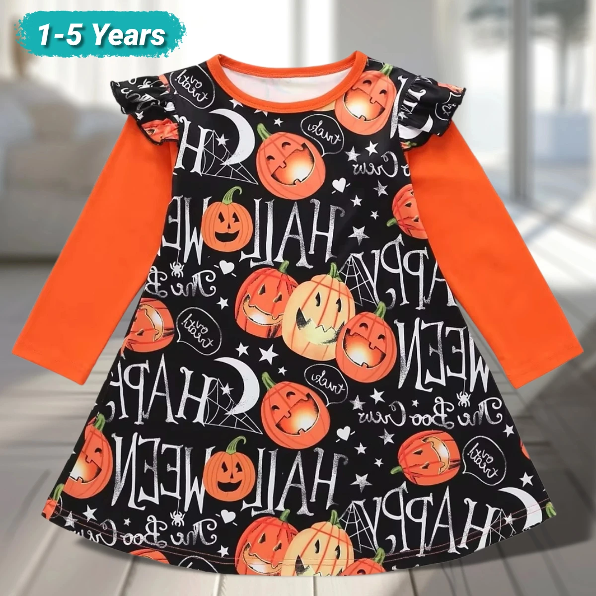 

Winter Baby Girls Christmas Twirl Dress Knee Length Kids Clothing with Ruffles Long Sleeves