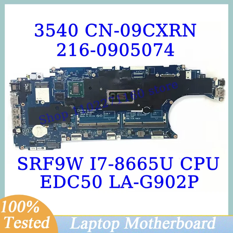 CN-09CXRN 09CXRN 9CXRN For Dell 3540 With SRF9W I7-8665U CPU EDC50 LA-G902P Laptop Motherboard 216-0905074 100% Full Tested Good