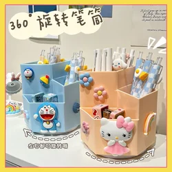 Creative cartoon Doraemon rotatable pen holder for children and elementary school students desktop stationery storage box