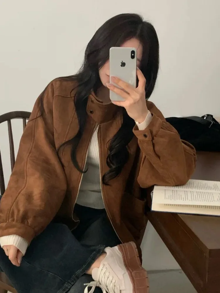 Chic Suede Casual Jacket Outerwear New Style Handmade  for Women Autumn 2026 Dongda Gate Trendy Outerwear