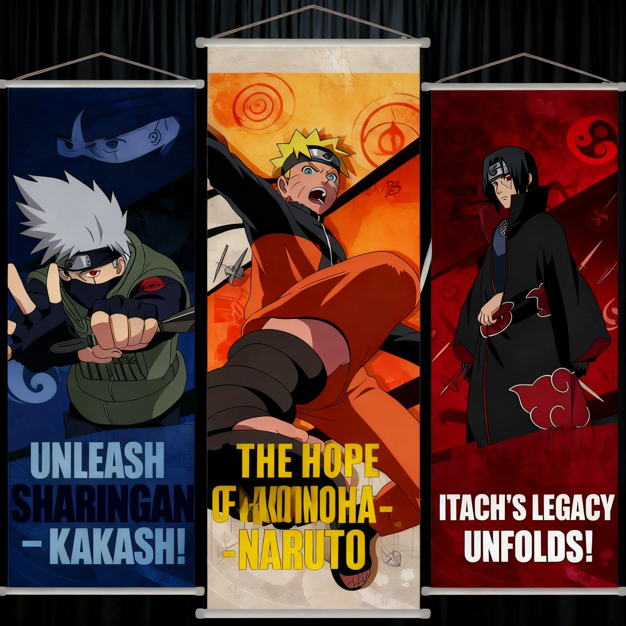 Póster Largo de Pared de Naruto Anime Uzumaki, Decoración de Habitación con Mercancía de Dibujos Animados, Tapiz Colgante de Pared de Naruto
