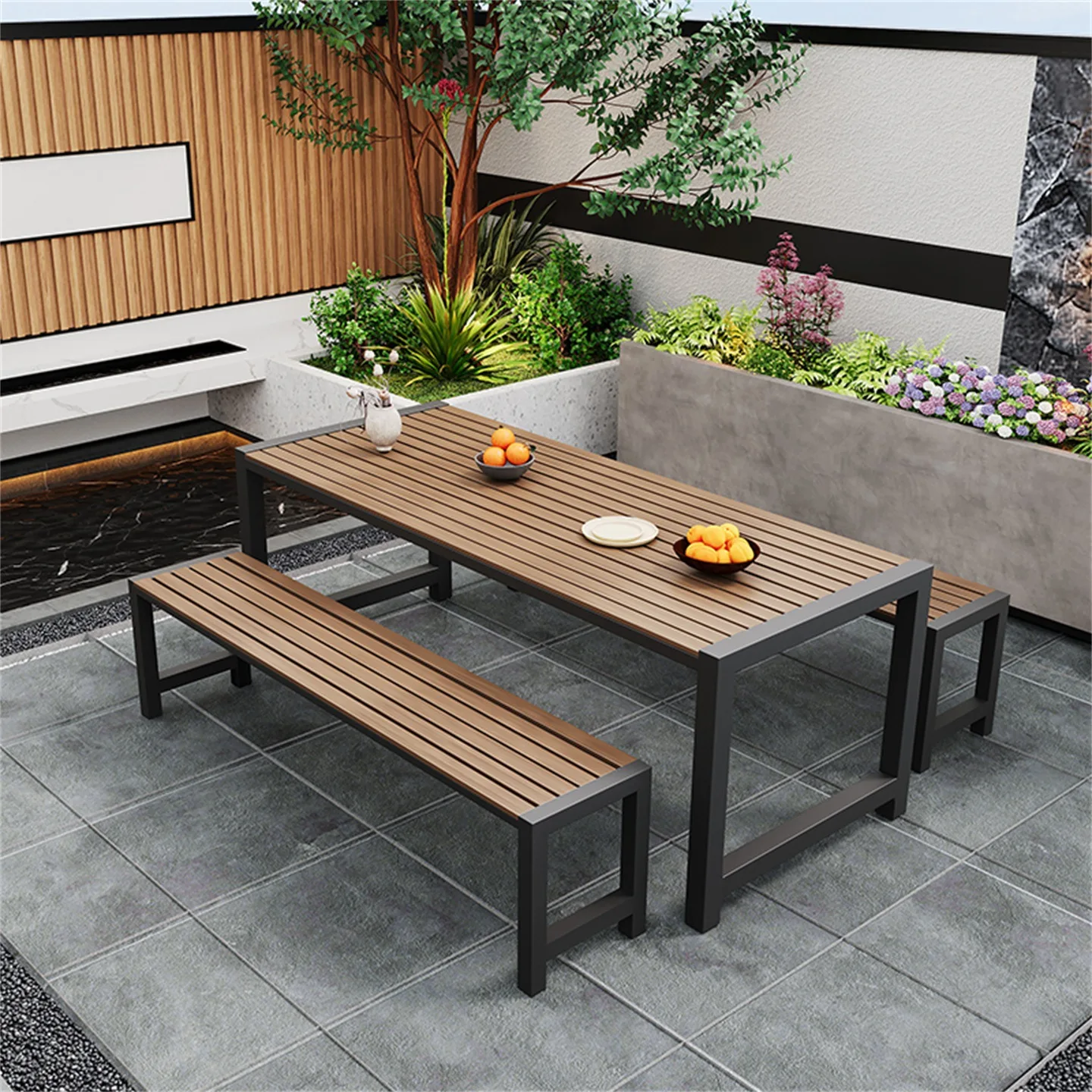 

Outdoor table and chair set Leisure park courtyard garden coffee table cafe snack street open-air table and chair combination