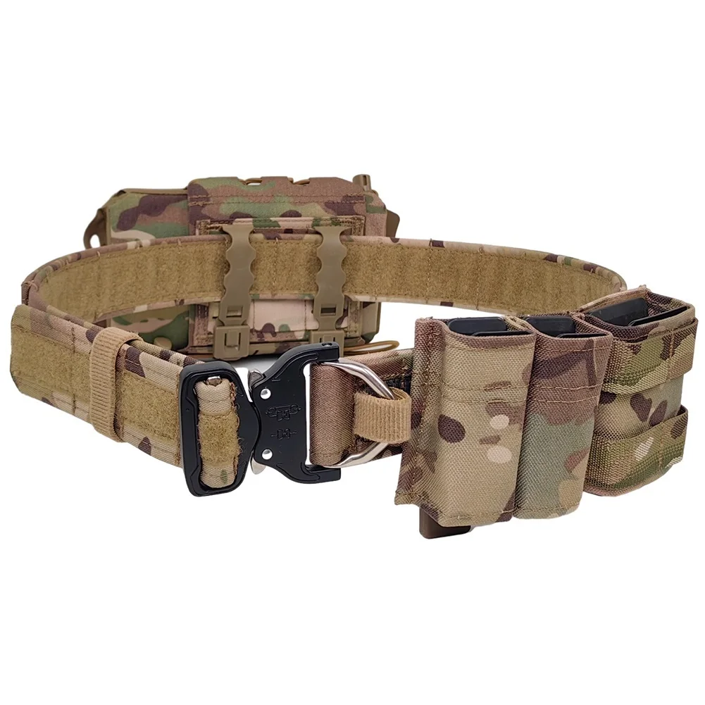 

AQzxdc Tactical Belt Ifak Pouch Magazine Pouch Set, Multicam Airsoft Hunting Belt with Medical Pouch & 5.56/9mm Mag Pouch