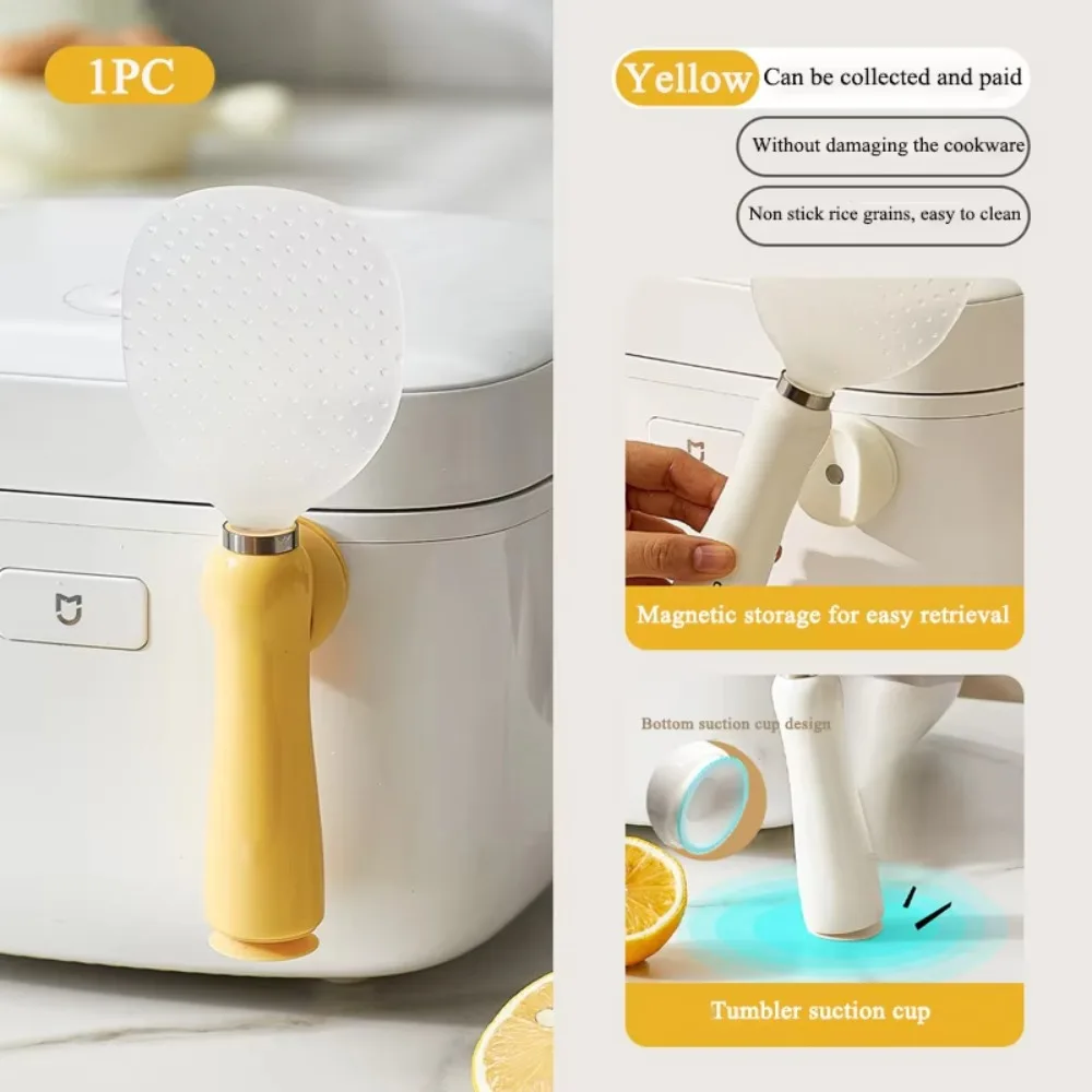 Heat-Resistant Magnetic Rice Scoop Anti-Tip Thickened Non-Stick Rice Scoop Easy to Clean Kitchen Use Rice Paddle
