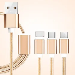 1M Universal 3 In 1 Fast Charging Cord For Huawei Micro USB Type C Charger Cable Multi Usb Port Multiple Usb Charging Cord