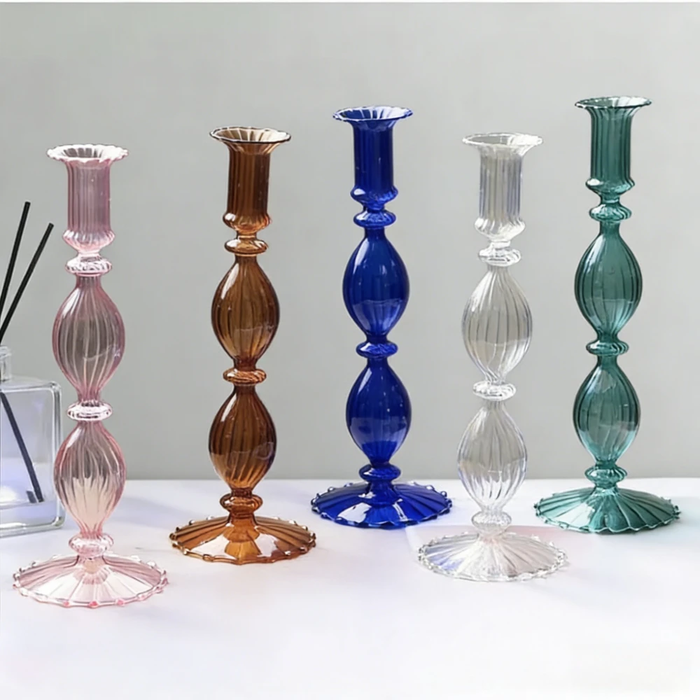 Modern Glass Candle Holder Nordic Home Decor Romantic Candlelight Dinner Candlestick Dining Table Decoration Wedding Party Decor