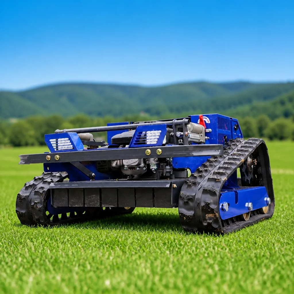 Customized CE EPA Rechargeable Tracked RC Lawn Mower Easy Assembly Low Noise for Lawn