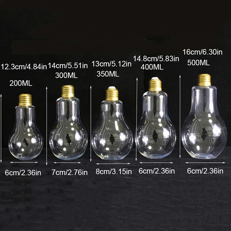 Creative Clear Artificial Fake Light Bulb Shaped Bottle Can Emit Light Drink Cup Juice Bottle Party Decor